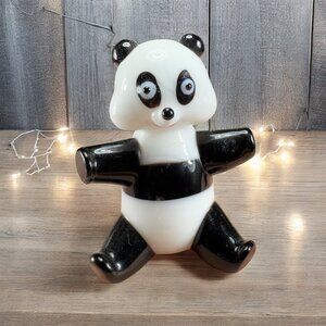 Vintage Blown Glass Panda Bear Miniature Glass Figurine Venetian Glass Figure